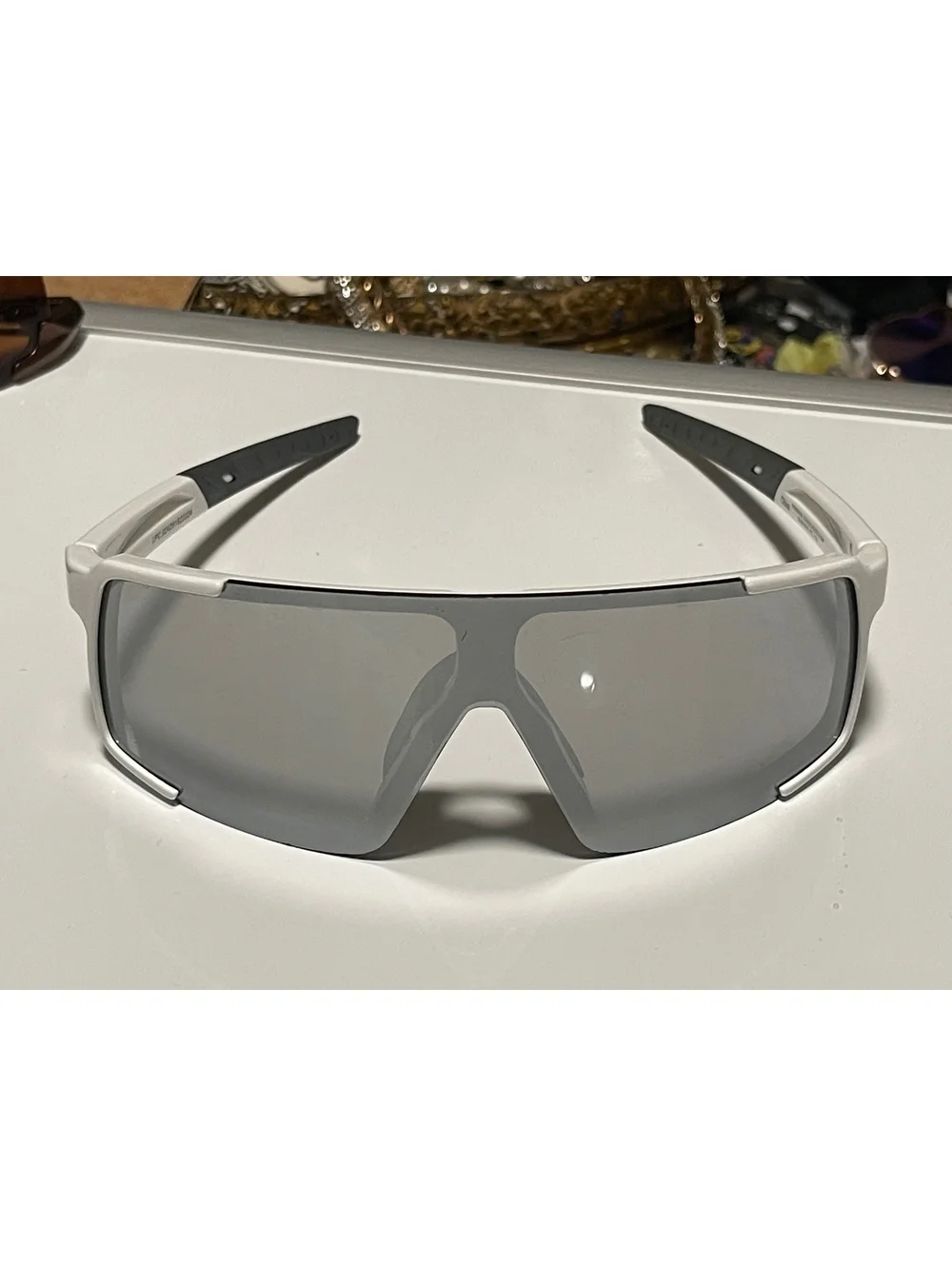 Piranha PC 105 White Sport Shield Sunglasses Gray Lens